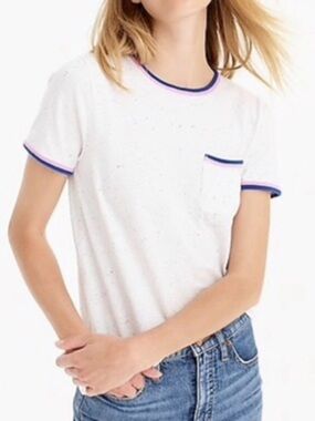 NWT J. Crew Women’s Speckled Slub Ringer T-Shirt Short Sleeves Size XXL Preppy